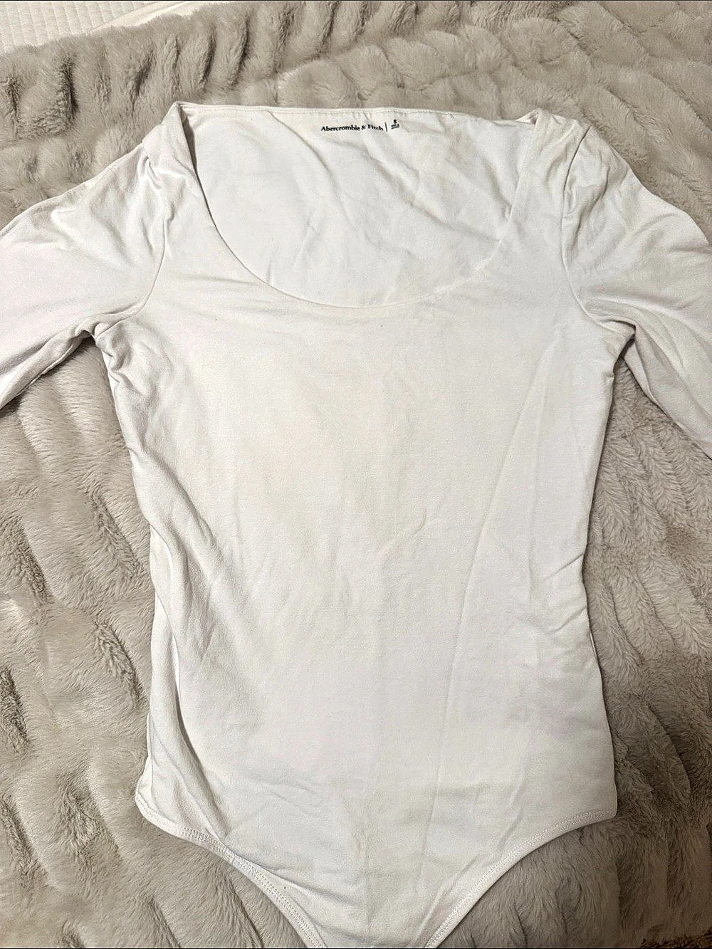 Abercrombie & Fitch Long Sleeve Scoop Bodysuit White Small